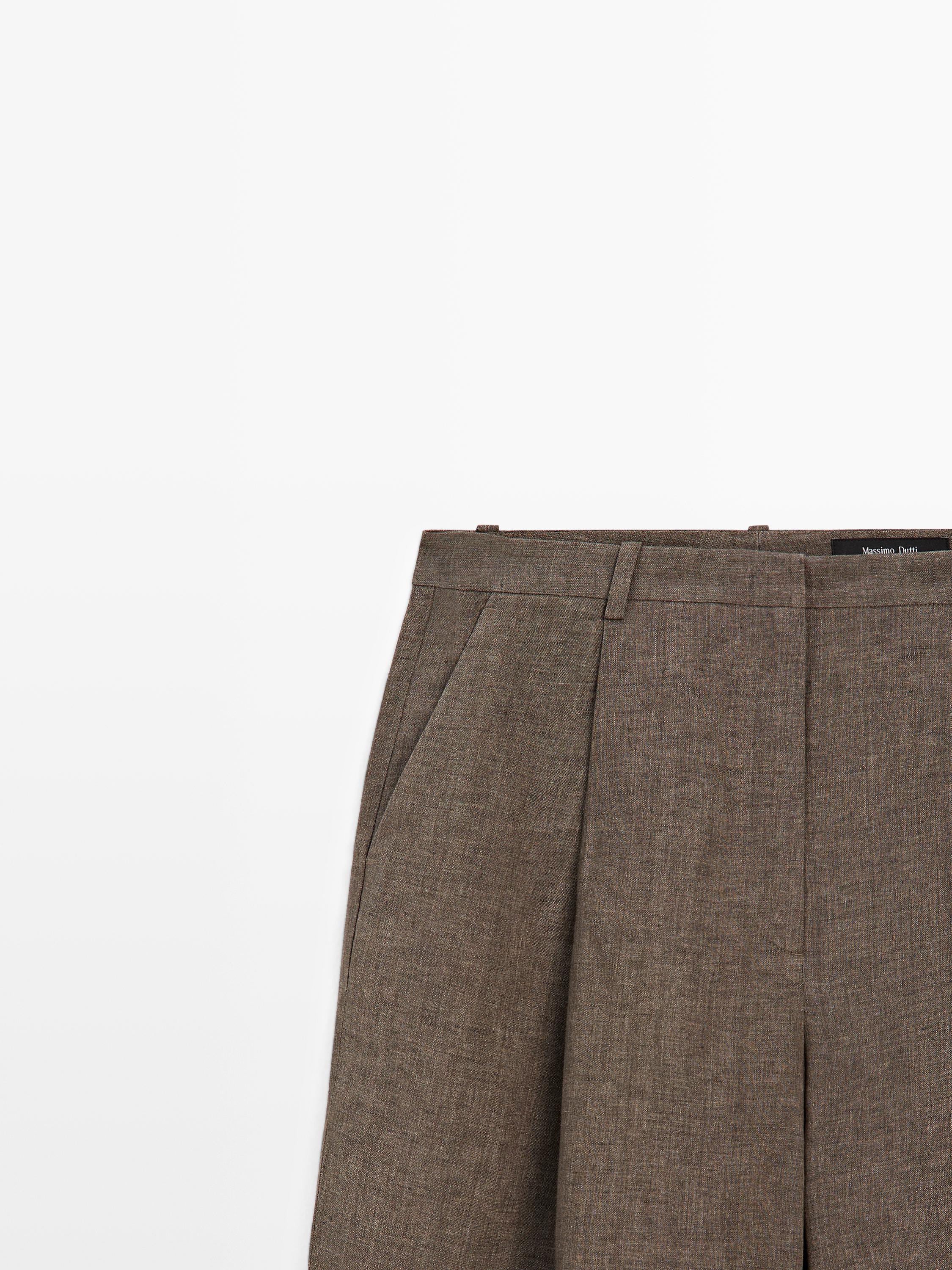 Linen melange darted trousers